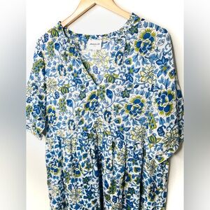 Maison 123 Paris Dress‎ Floral Midi Maxi Blue & White Floral Paisley Dress